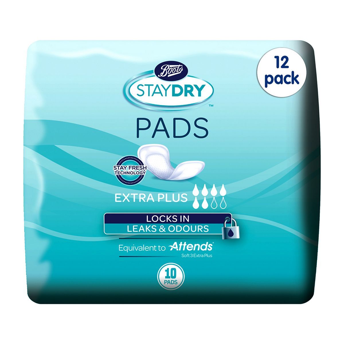 Boots Staydry Extra Plus Pads 120 Pads (12 Pack Bundle) Health Care Boots   