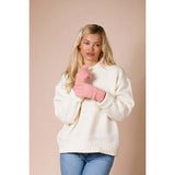 SVNX touchscreen cable knit gloves in pink, imported from the UK