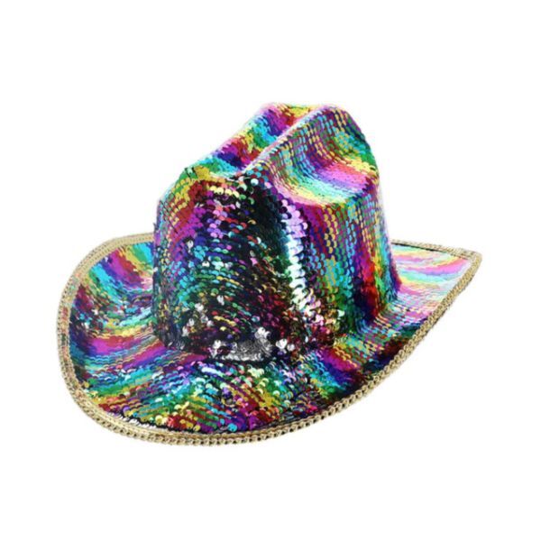 Fever Deluxe Sequin Cowboy Hat Rainbow, UK version