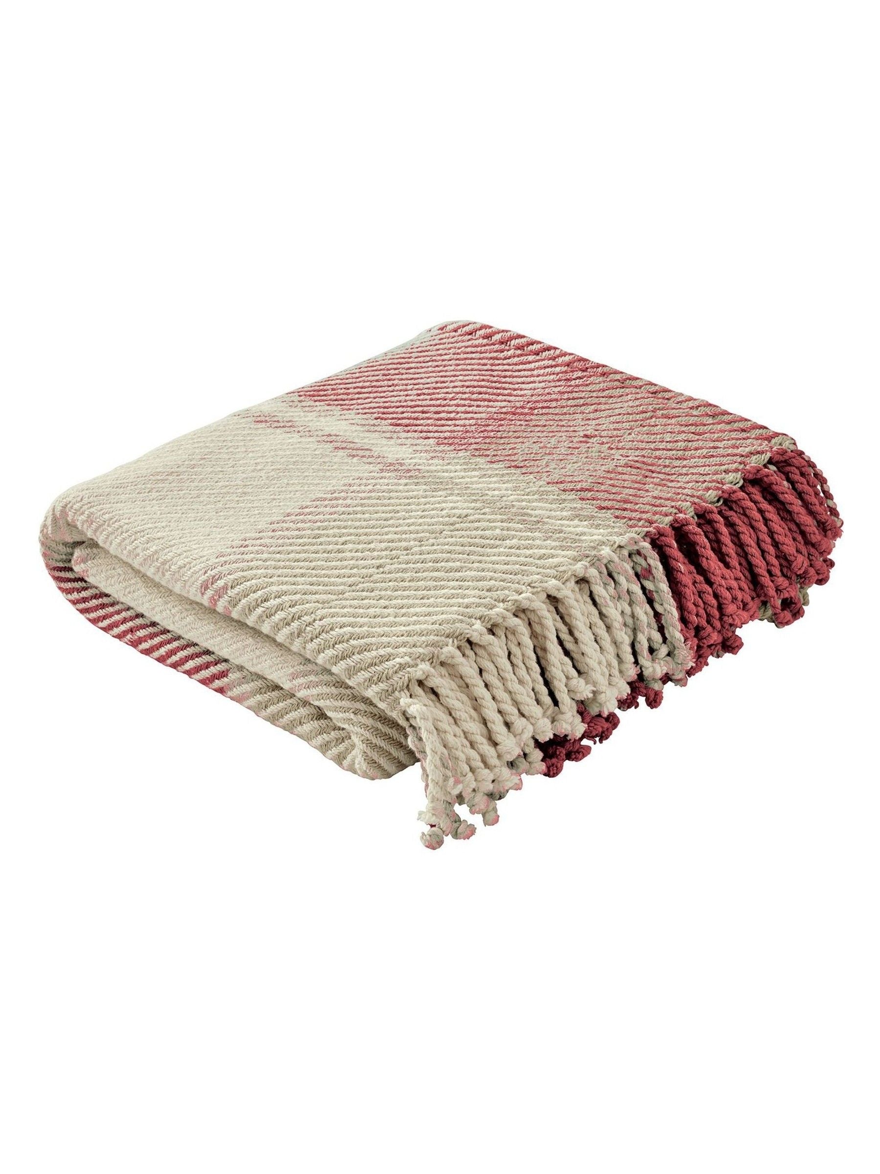 Laura Ashley Cranberry Red Dylan Check Woven Throw