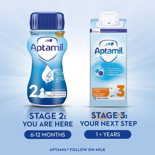 Aptamil 2 Follow On Formula Baby Milk Liquid 6-12 Months Multipack    4 x 200ml GOODS M&S   