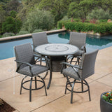 SunVilla Indigo 5 Piece Wicker Bar Height Dining Patio Set + Cover GOODS Costco UK