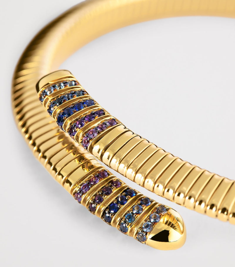 Emily P. Wheeler yellow gold sapphire Tubogas bracelet, imported from the UK