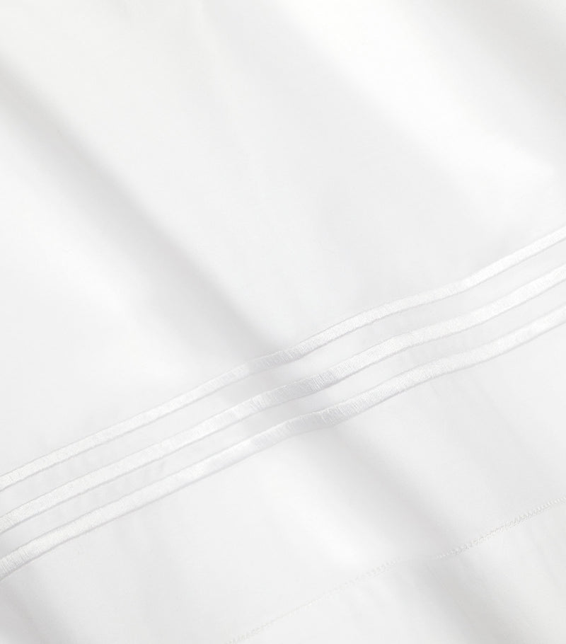 Egyptian Cotton King Flat Sheet with Triple-Embroidered Stripe, 275cm x 275cm