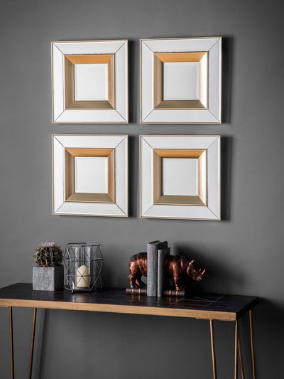 Next Gallery Home Set of 4 Glass Phantom Square Bevelled Wall Mirrors 36cm- Buy online at McGrocer