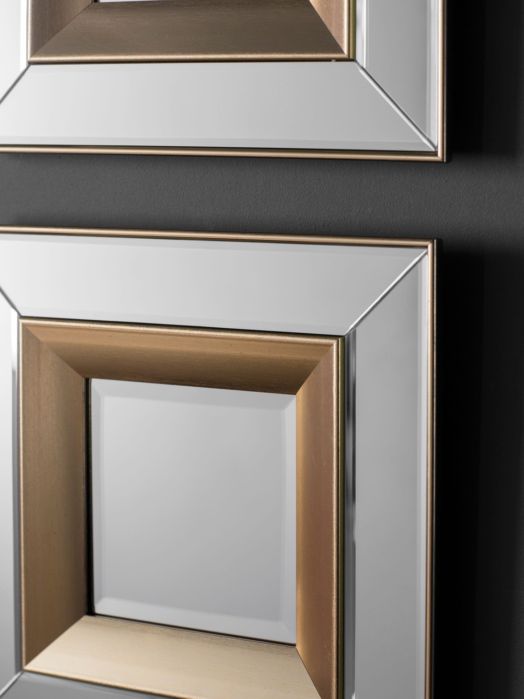 Gallery Home set of 4 glass phantom square bevelled mirrors (British brand)