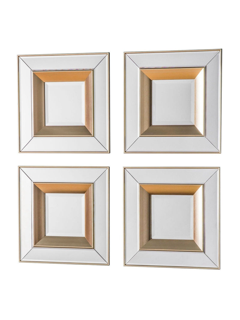 Gallery Home set of 4 glass phantom square bevelled mirrors (British brand)