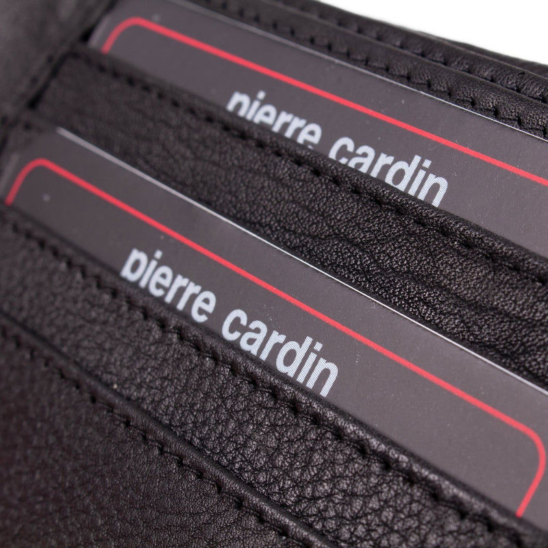 Pierre Cardin men's black leather wallet and gift box, imported from the UK