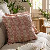 Habitat checker board cushion white and pink 43x43cm - British product