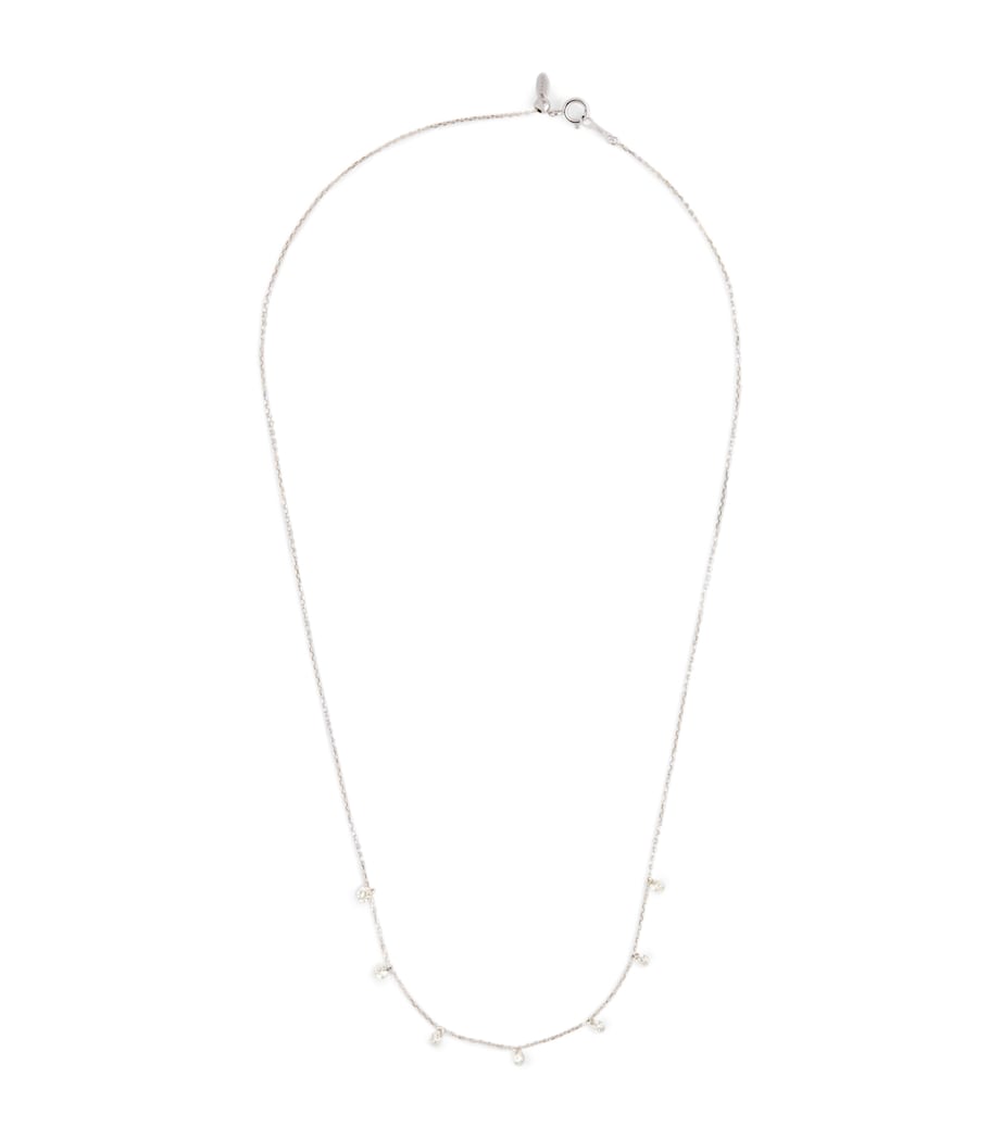 Persée white gold 7-stone diamond necklace 43cm, imported from the UK