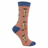 Miss Sparrow Ladies Animal Design Bamboo Socks 4-7 UK GOODS Superdrug Meerkat Pink)  