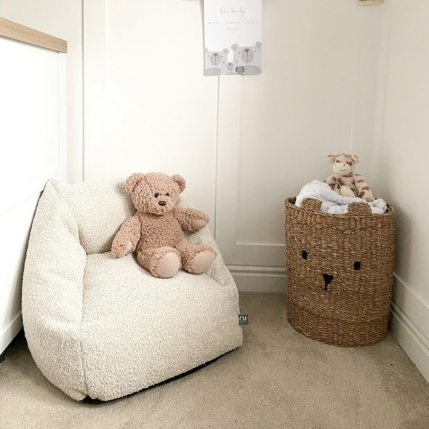 rucomfy Kids Snuggle Bean Bag Chair in Oat 50x48x46cm, imported from the UK