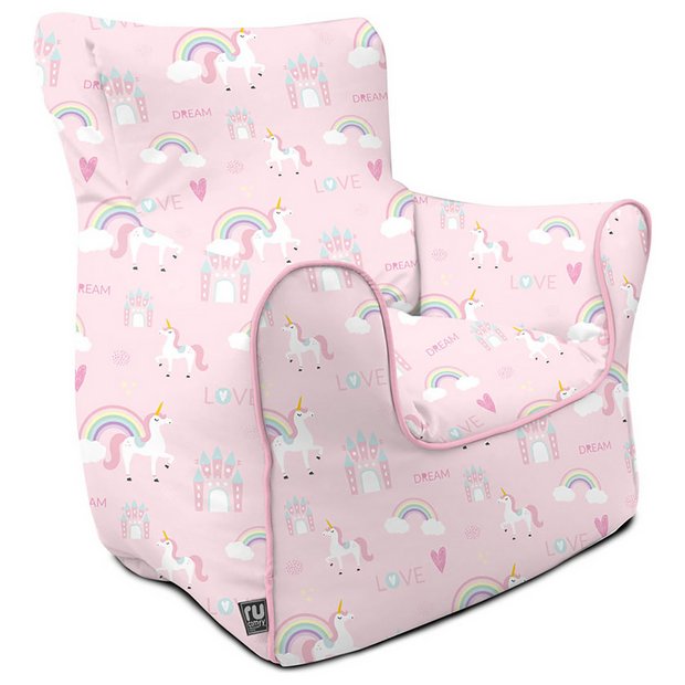 rucomfy kids unicorn castle bean bag chair, imported from the UK