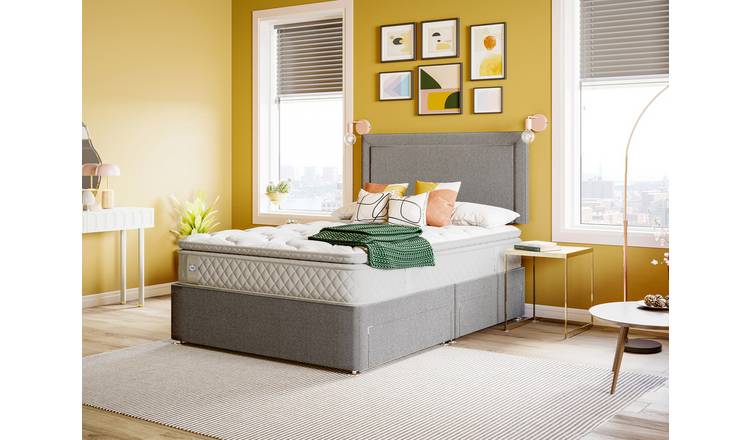 Sealy Abbot Pillowtop Double Divan Bed Grey (British brand)