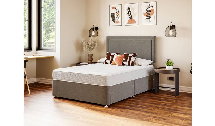 Sealy Superking Divan Bed Grey with Mattress (British brand)