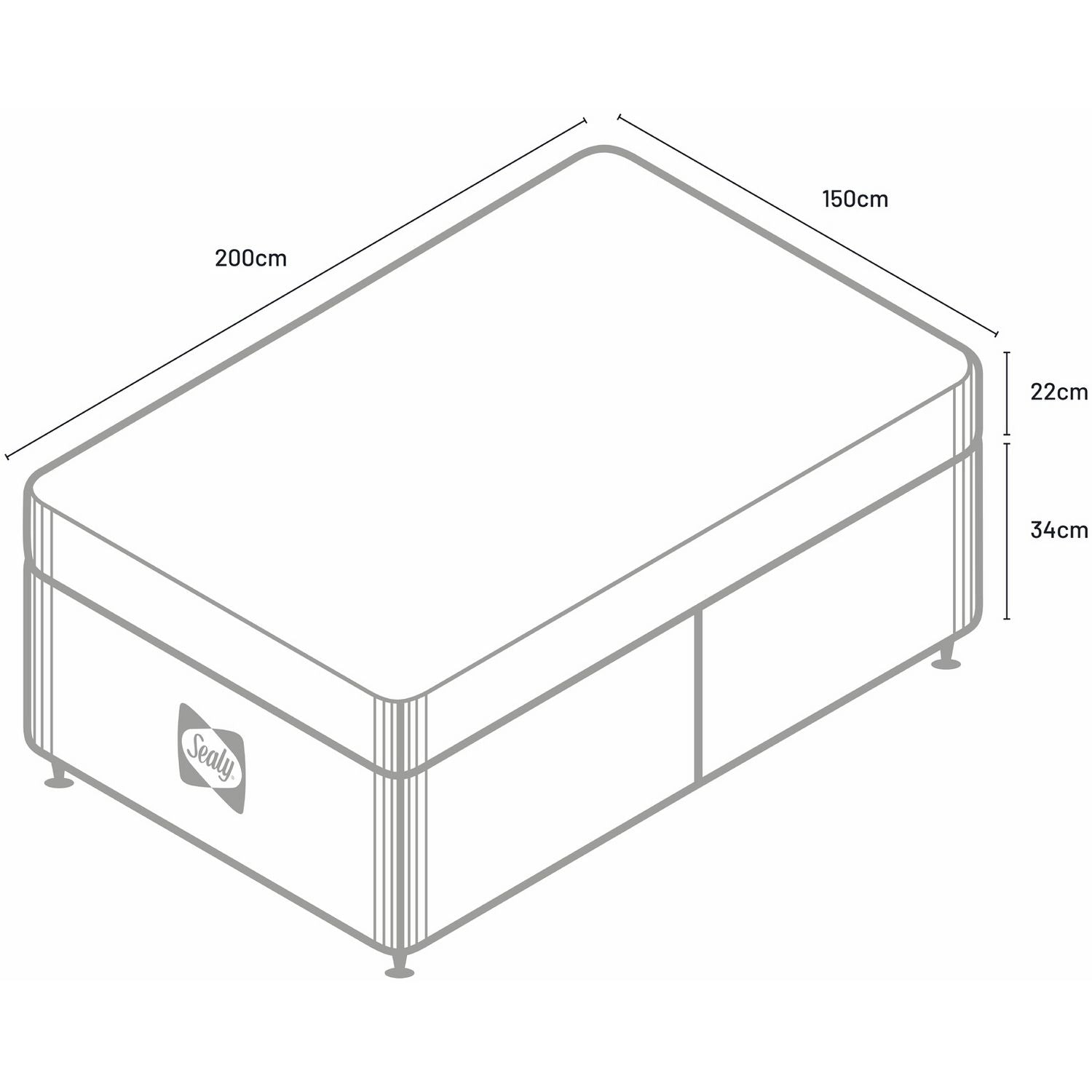 Sealy Kingsize Divan Bed Grey (British brand)
