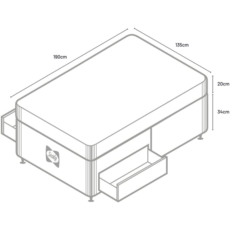 Sealy Double Divan Bed with Mattress Grey (British brand)