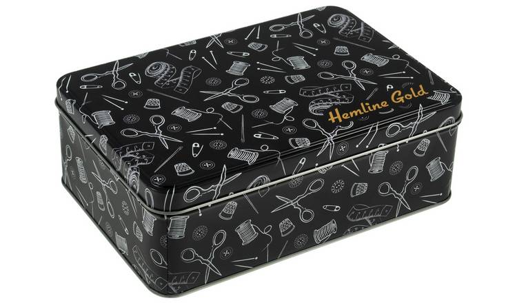 Hemline Gold sewing accessories set in tin - British product