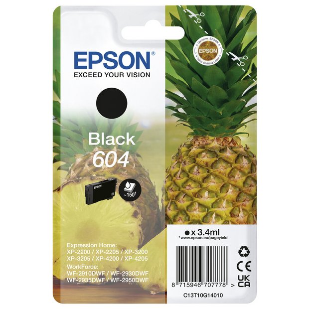 Epson 604 Pineapple black ink cartridge (British brand)