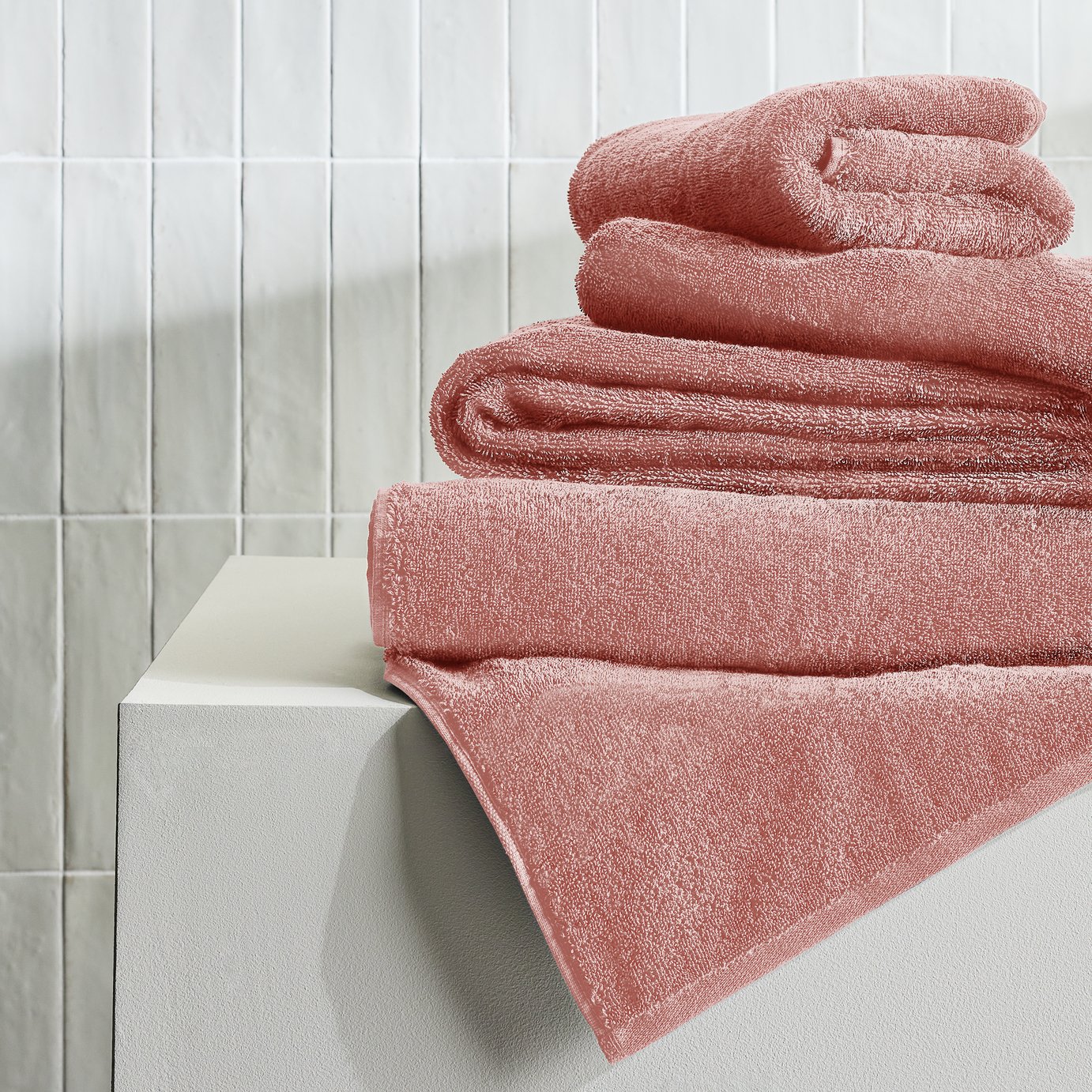 Habitat anti-microbial towel set in blush, UK version