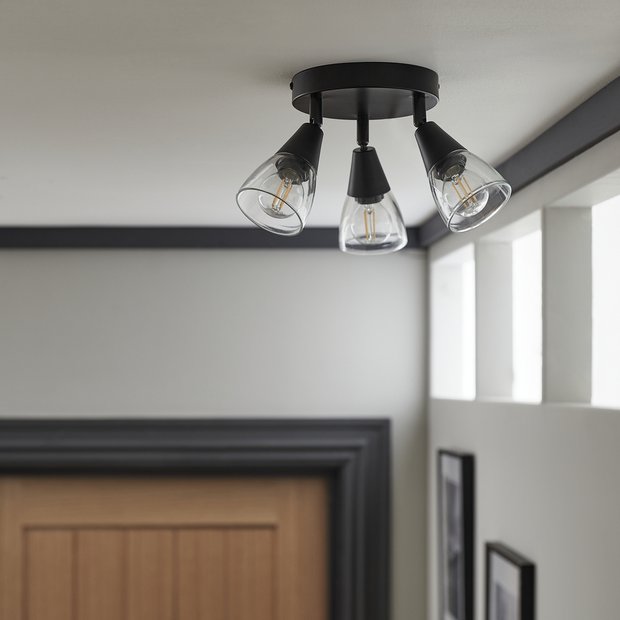 Argos Curico metal 3 light ceiling light in black, 35cm diameter - British product