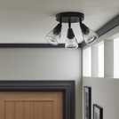 Argos Curico metal 3 light ceiling light in black, 35cm diameter - British product