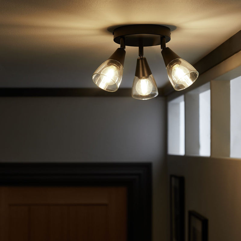 Argos Curico metal 3 light ceiling light in black, 35cm diameter - British product