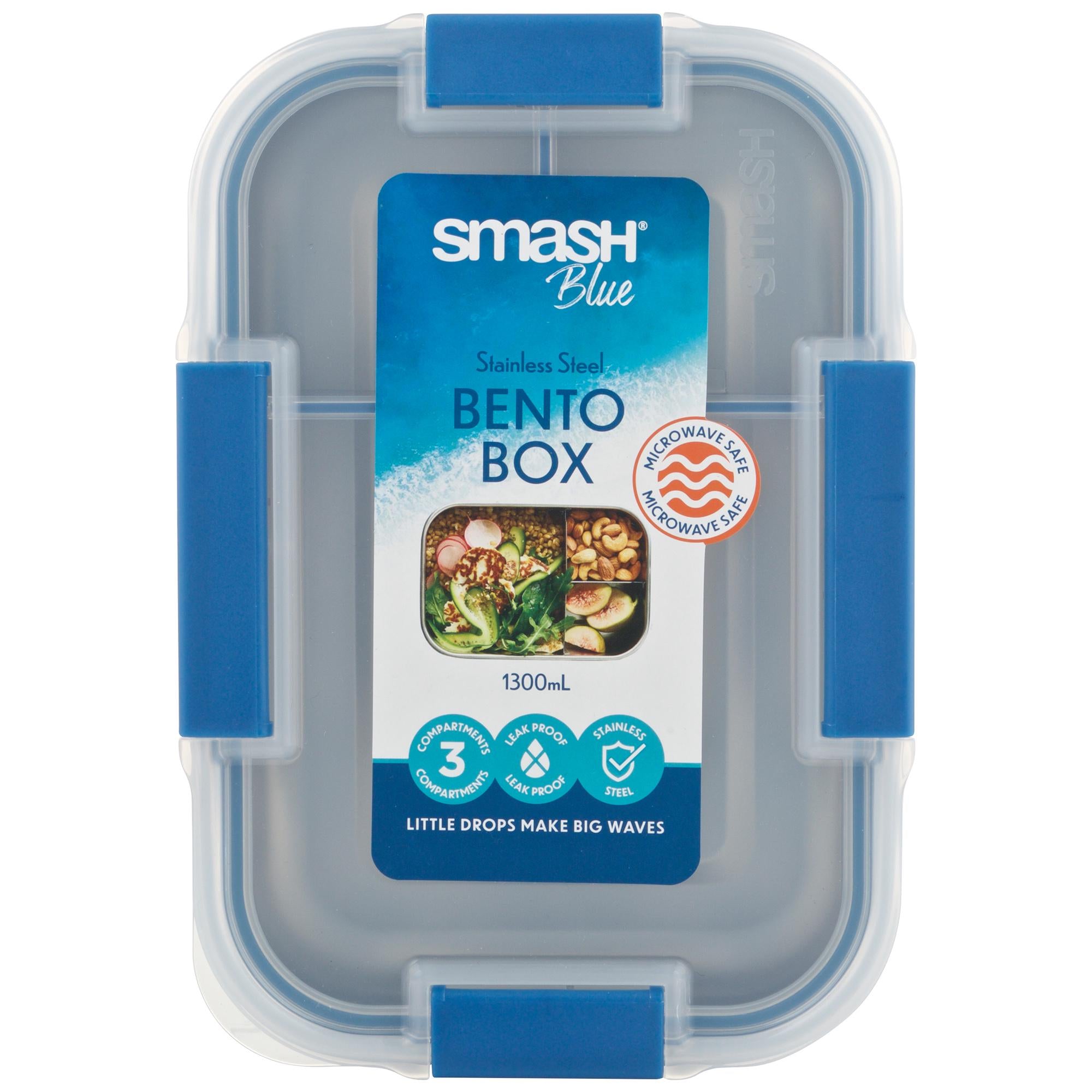 Smash Stainless Steel Bento with Polypropylene Lid Blue GOODS Sainsburys   