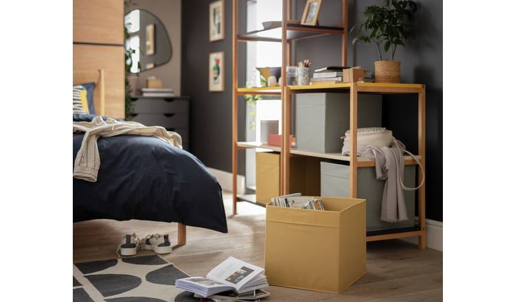 Argos Home set of 4 square storage boxes grey and yellow - British product