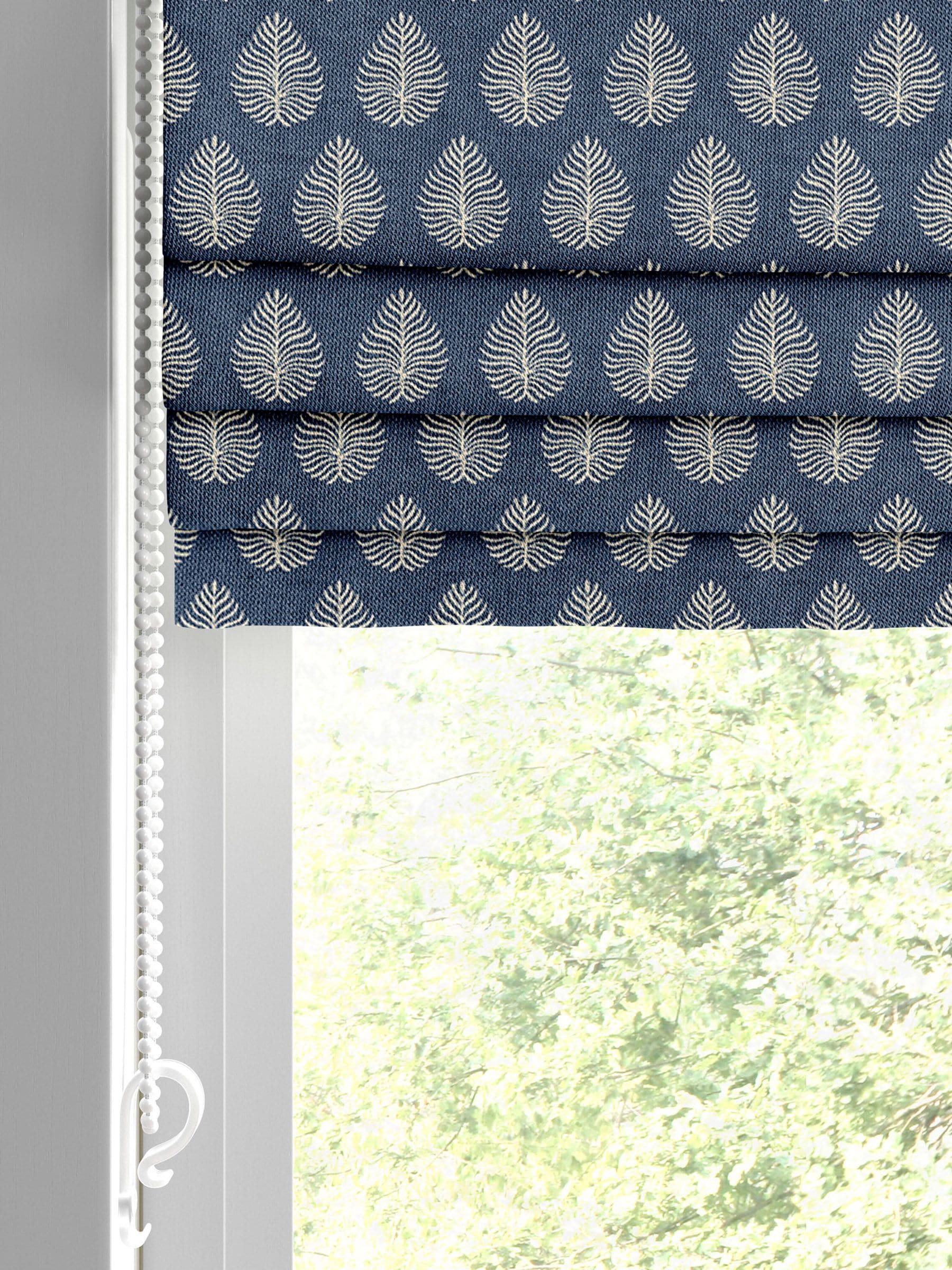 Emily Bond Indigo Blue 100% cotton Roman blind, UK version