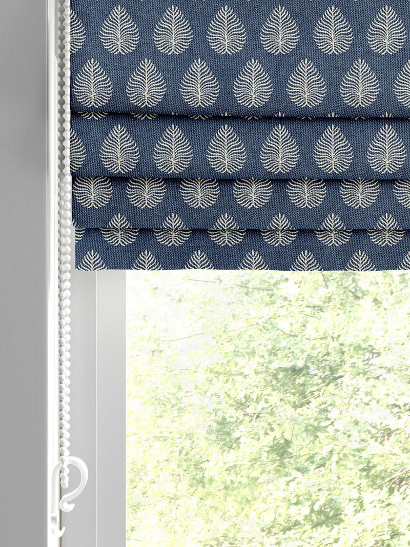 Emily Bond Indigo Blue 100% cotton Roman blind, UK version