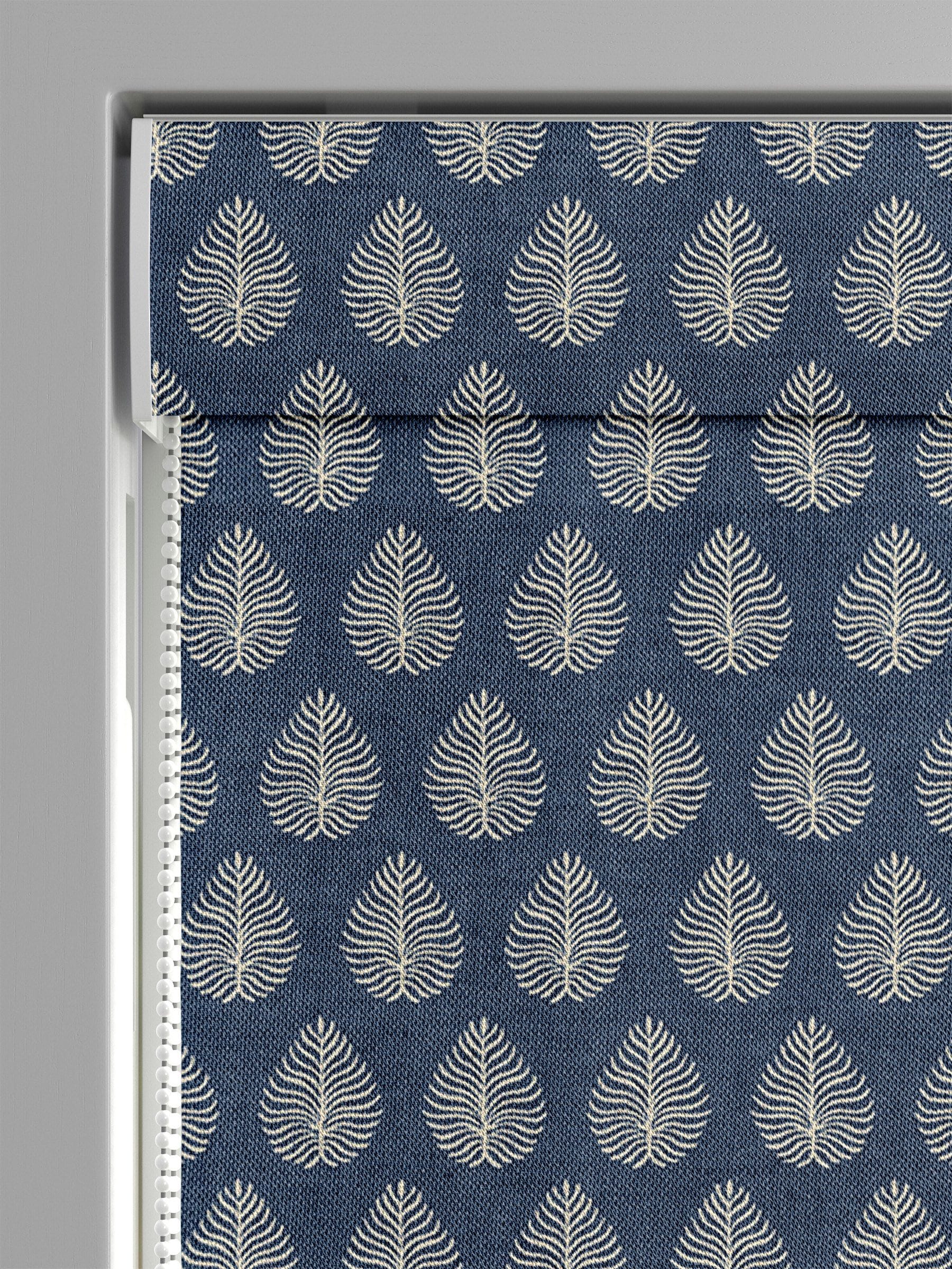 Emily Bond Indigo Blue 100% cotton Roman blind, UK version