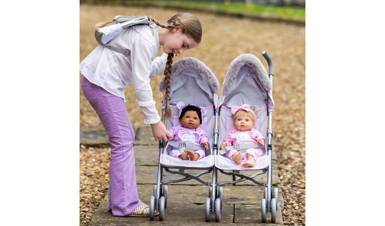 Tiny Treasures Double Folding Dolls Pushchair