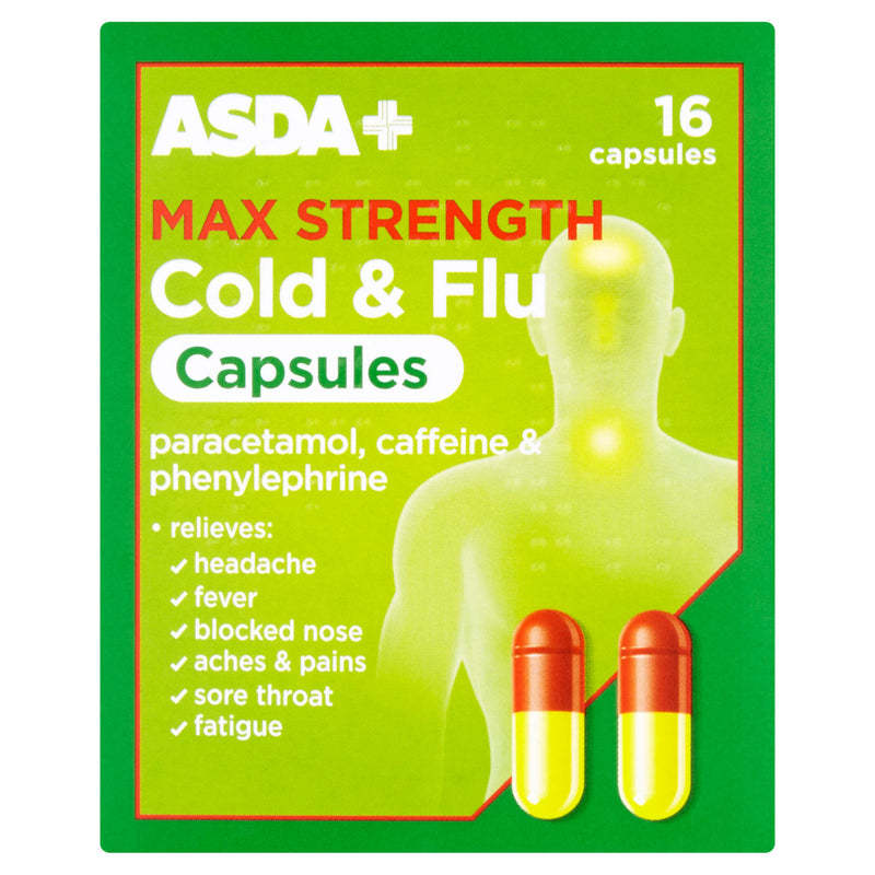ASDA Max Strength Cold & Flu Capsules 16 capsules - British product
