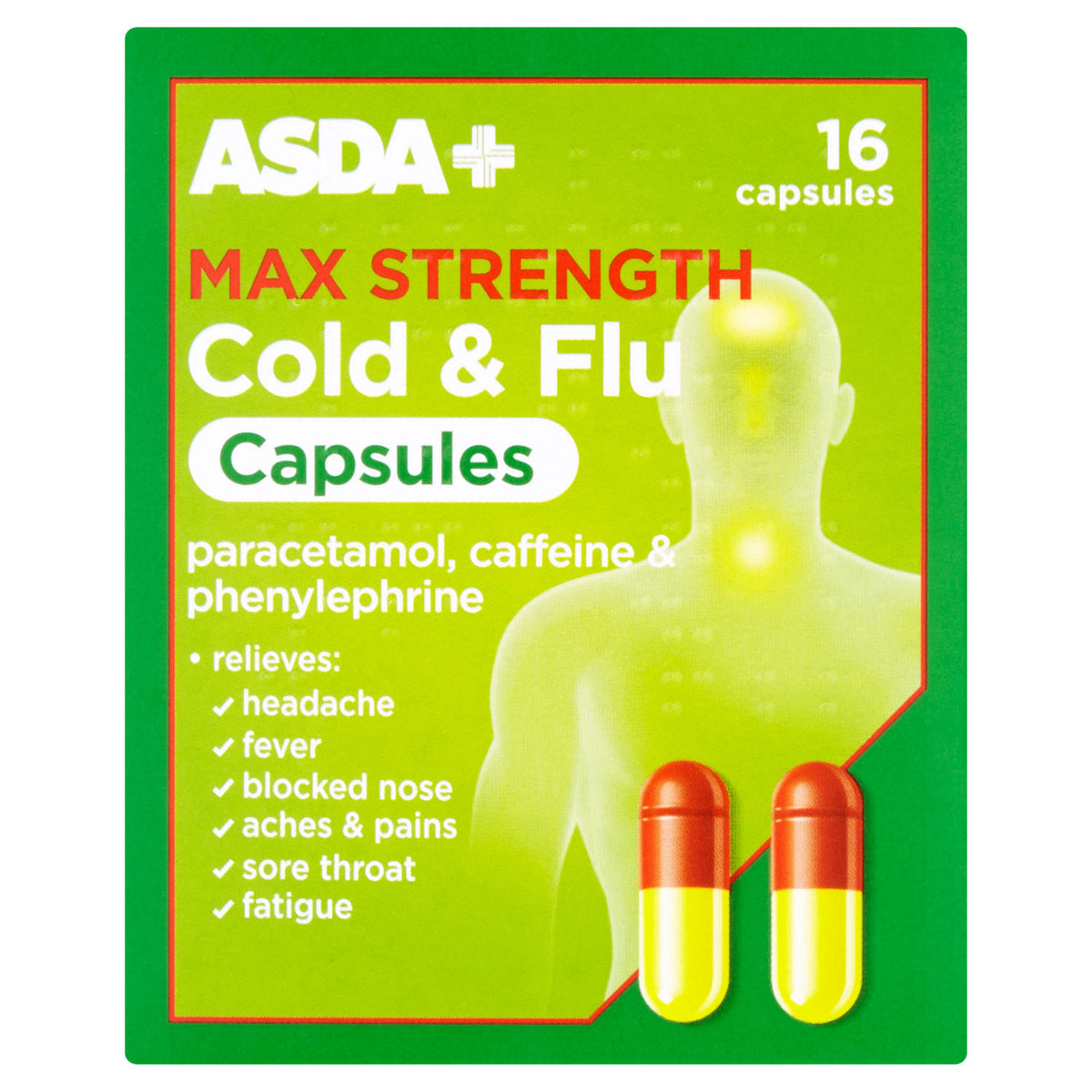 ASDA Max Strength Cold & Flu Capsules 16 capsules - British product