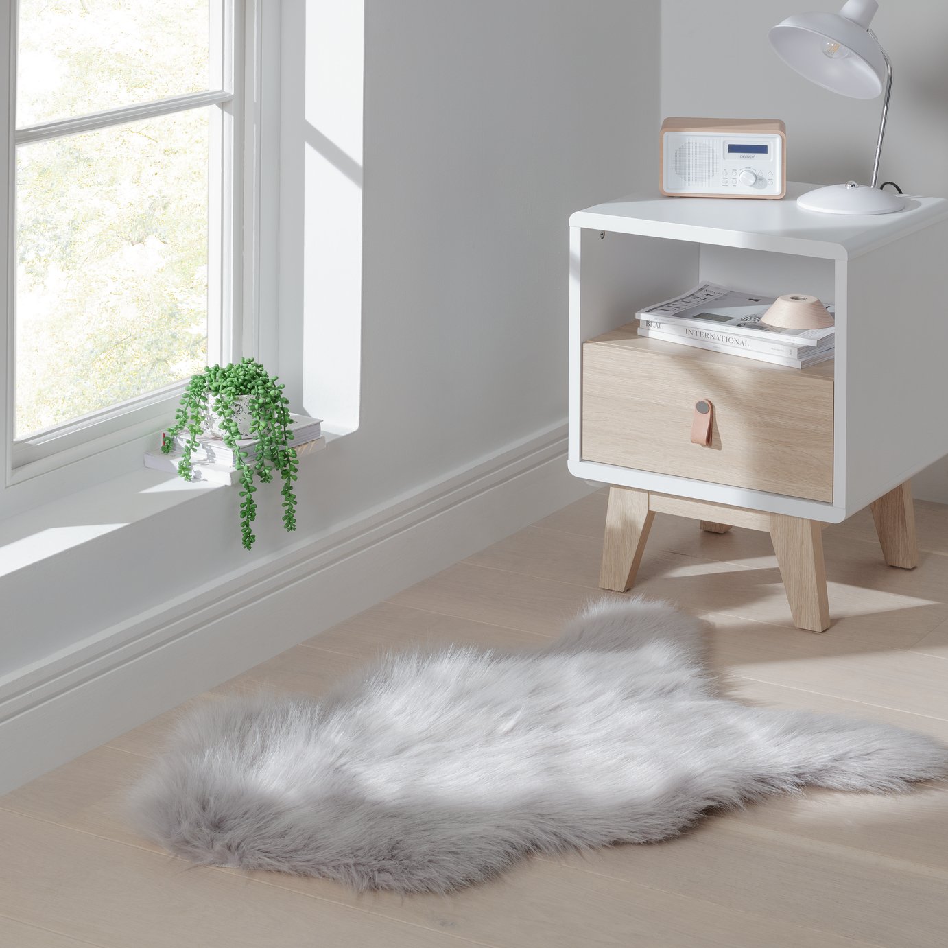 Habitat faux fur rug dove grey 60x90cm, UK version