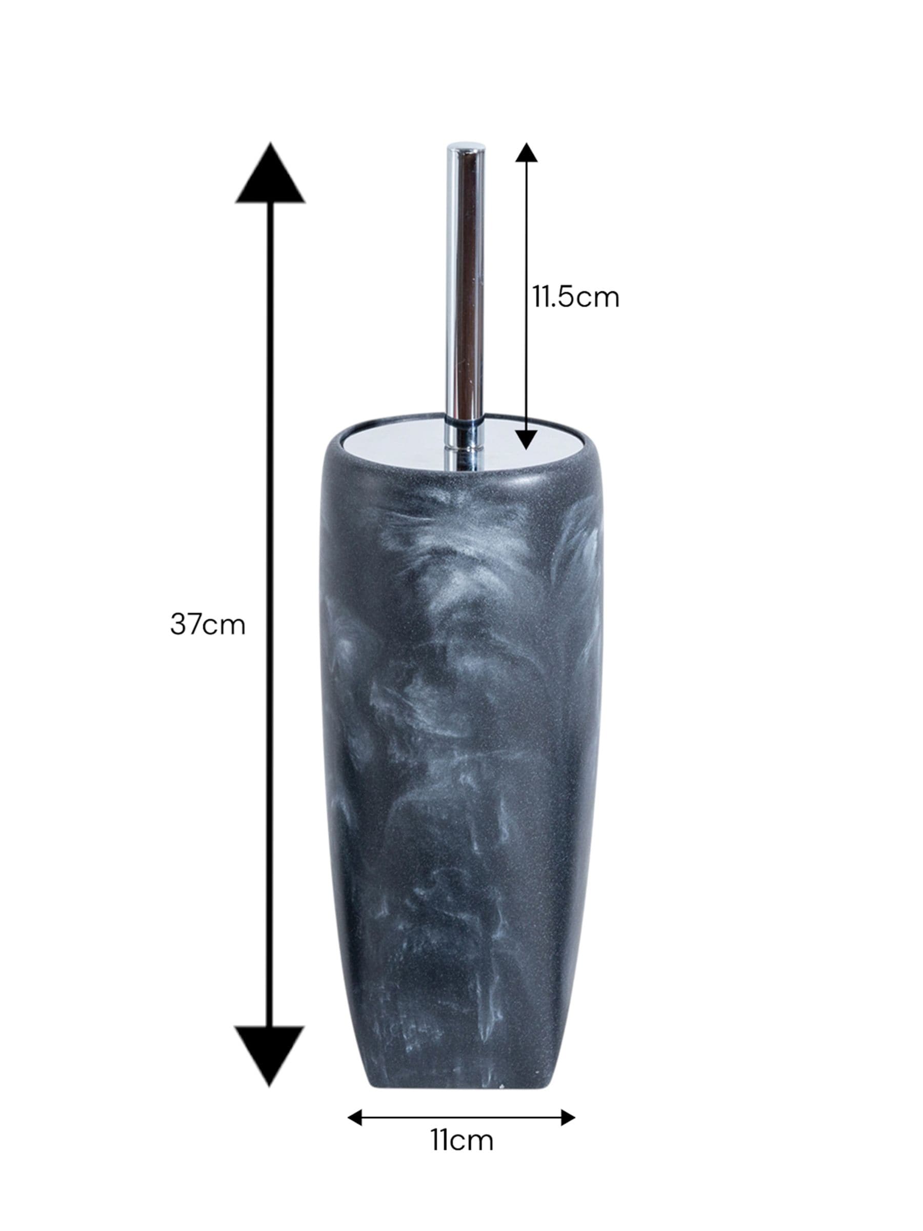 Showerdrape Grey Octavia toilet brush and holder 39cm x 10cm (British brand)