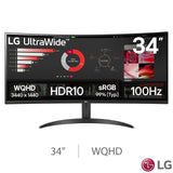 LG 34 Inch WQHD 100Hz VA UltraWide Monitor, 34WR50QK-B GOODS Costco UK