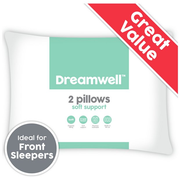 Dreamwell Soft Support Front Pillow 2 pack - British product