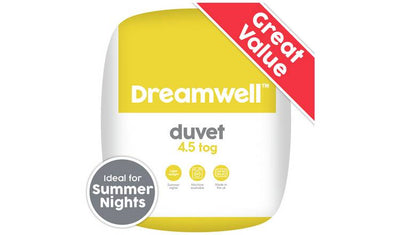 Argos Dreamwell Light Weight 4.5 Tog Double Duvet- Buy online at McGrocer