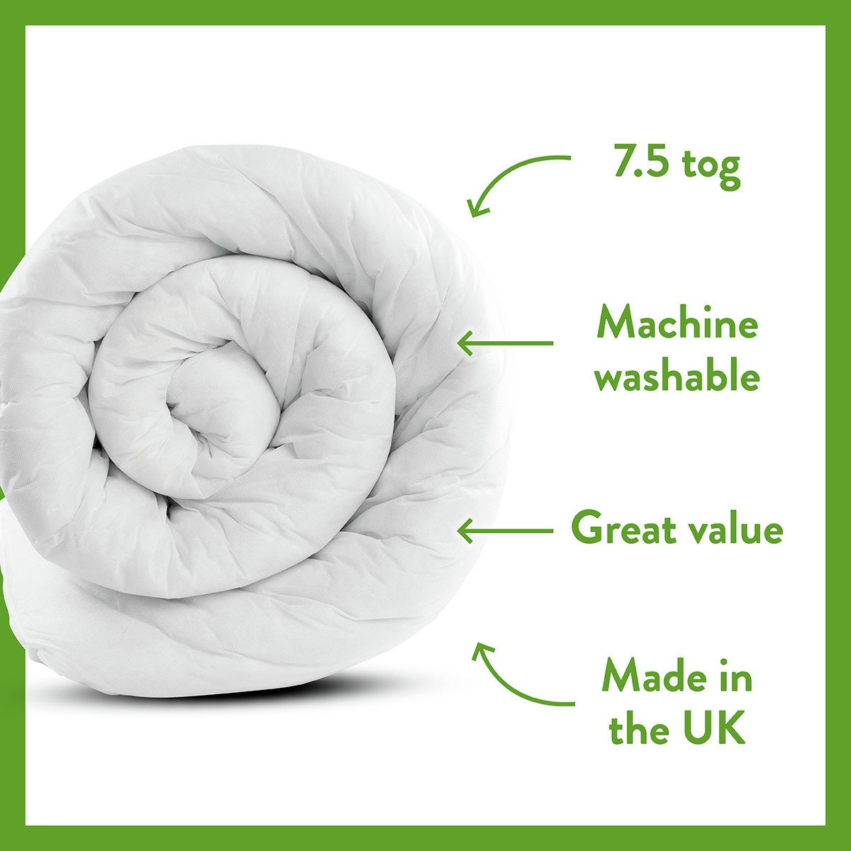 Dreamwell medium weight 7.5 tog double duvet - British product