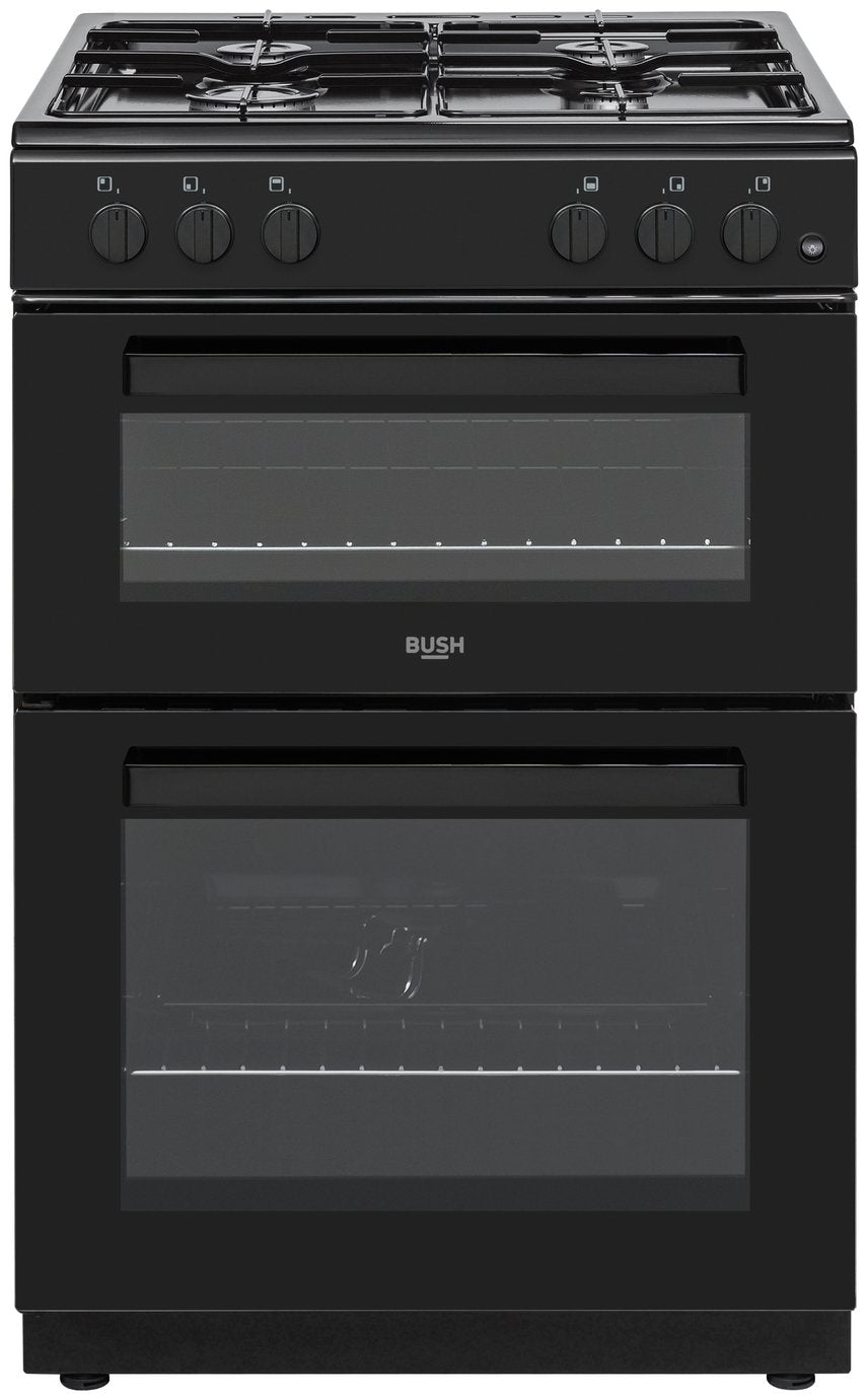 Bush 60cm twin cavity gas cooker in black - British product