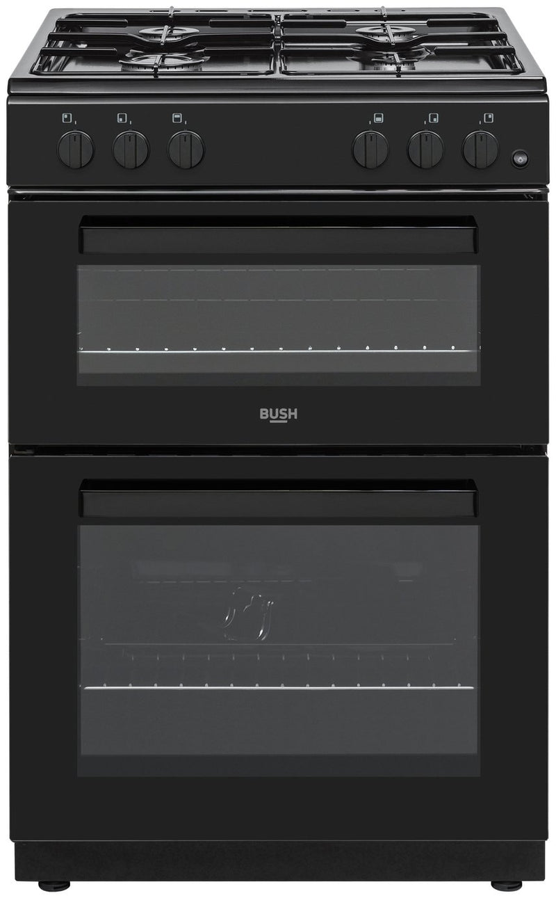 Bush 60cm twin cavity gas cooker in black - British product