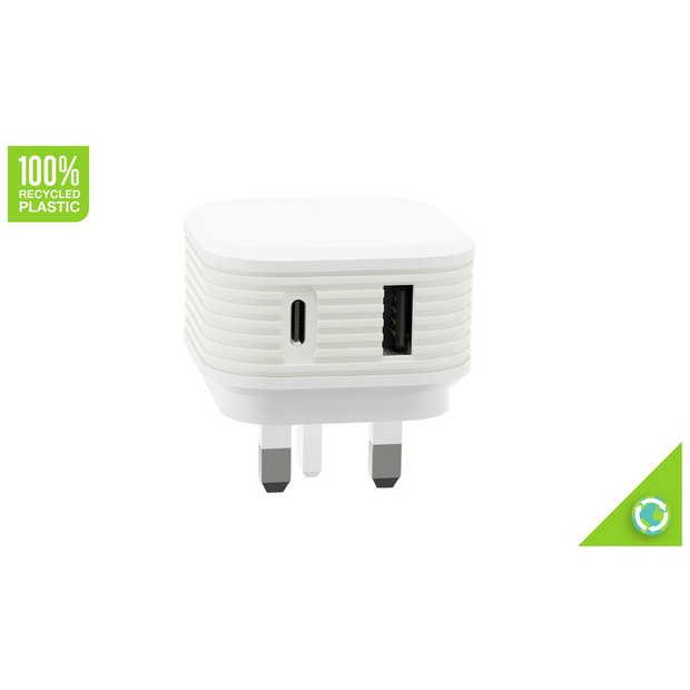 Juice Dual Port 20W PD Charger White - British product