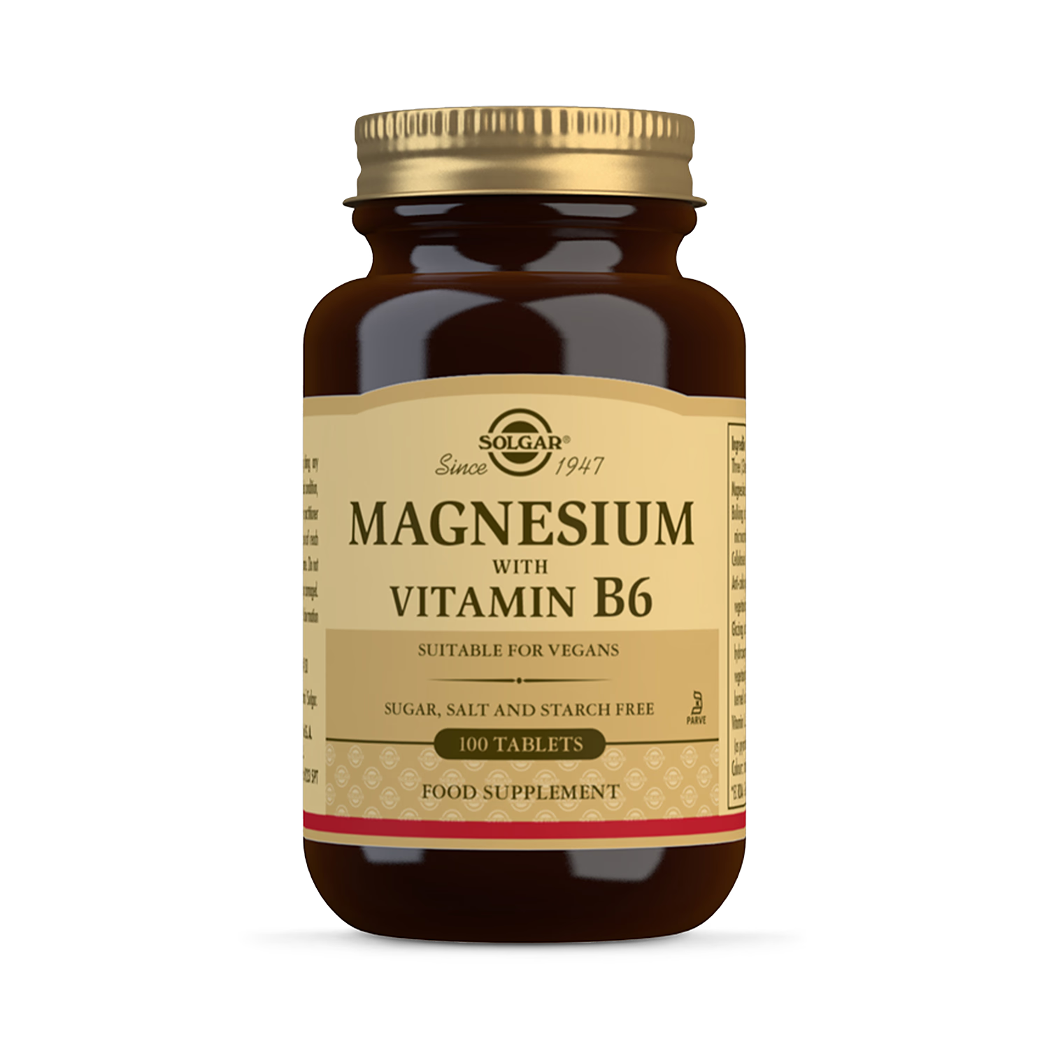 Solgar Magnesium with Vitamin B6 supplement 100 tablets, UK version