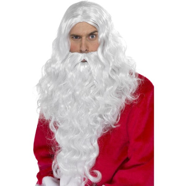 Smiffys Santa Long Wig white with beard, UK version