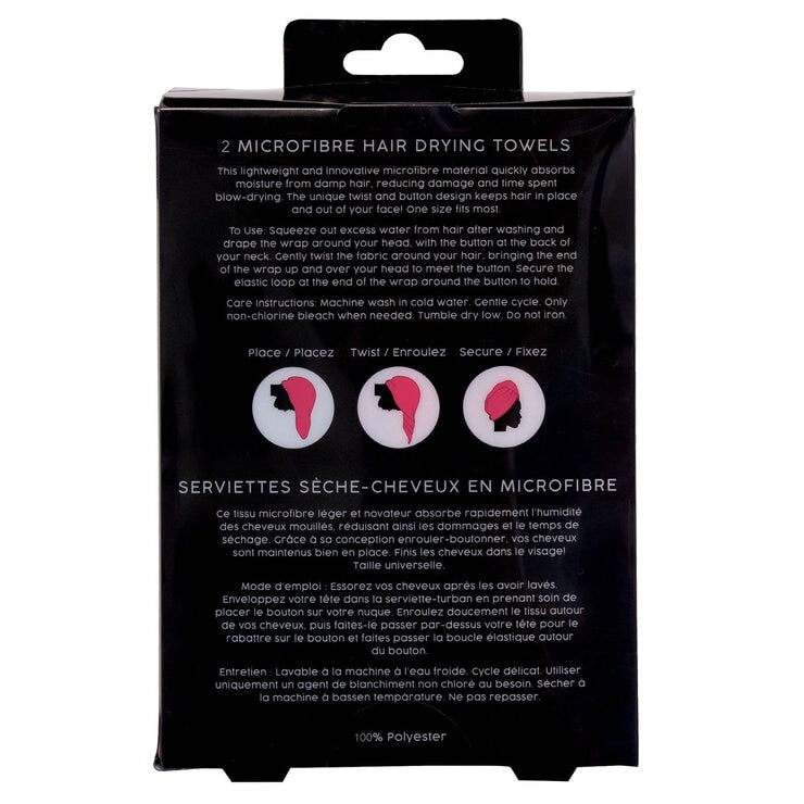 Lot de 2 serviettes pour cheveux microfibre Danielle Creations - Produit britannique