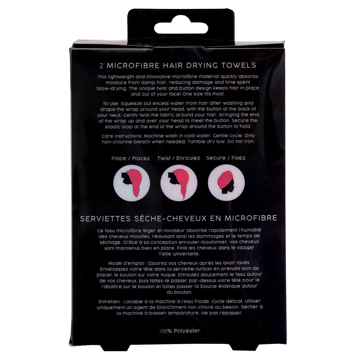 Lot de 2 serviettes pour cheveux microfibre Danielle Creations - Produit britannique