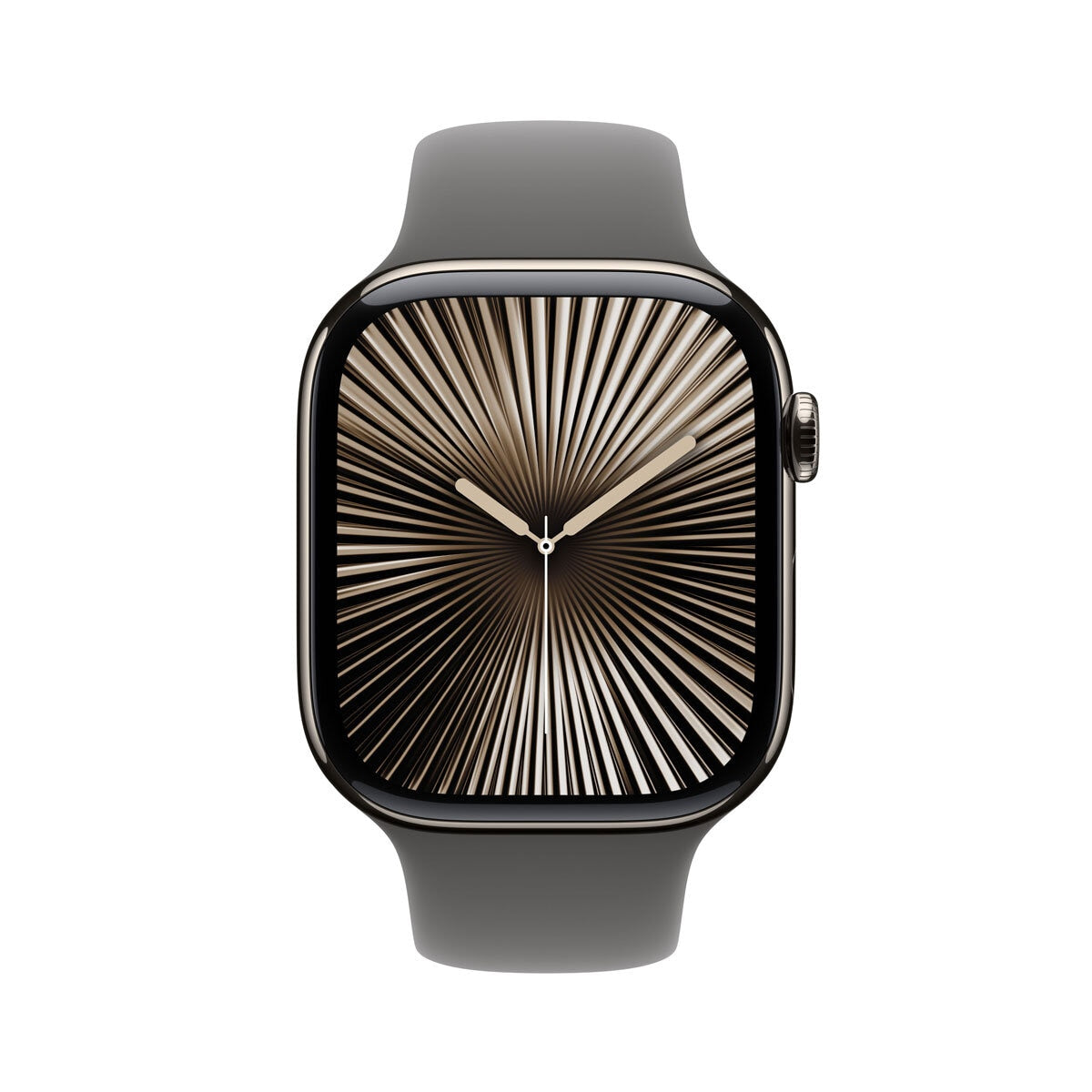 Apple Watch Series 10 46mm natural titanium case stone grey sports band (British brand)