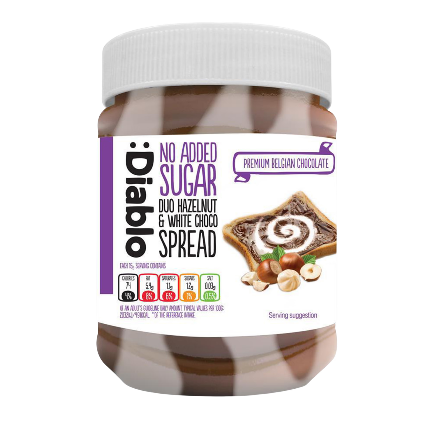 Diablo hazelnut and white chocolate spread 350g, UK version